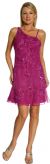 Broad Strap Short Party Dress in Fuchsia